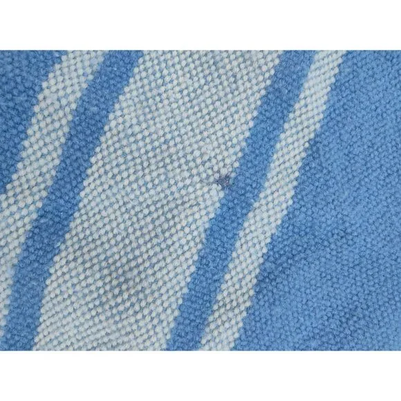Vintage Canada Steamship Lines Murray Bay Homespun Blanket, Blue Stripe 74 x 50